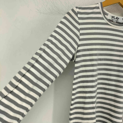 プレイコムデギャルソン PLAY COMME des GARCONS ミニハートワッペン クルーネックボーダー長袖カットソー レディース JPN:M